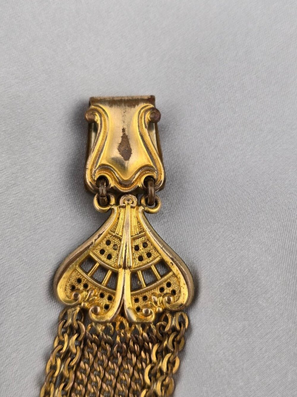 Antique Gold Filled Watch Fob With Ornate Chain & Engraved Details 1912 - Picture 5 of 10